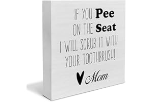 YIDOU Country Farmhouse Bathroom Wood Box Sign Decor Desk Sign Humor Bathroom Restroom Wooden Box Block Sign Home Shelf Wall Decoration Gift for Mom