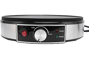 Qudinip Electric Griddle Crepe Maker, 11.8 Inch Non Stick Surface with LED Indicator and Adjustable Temperature Control, for 