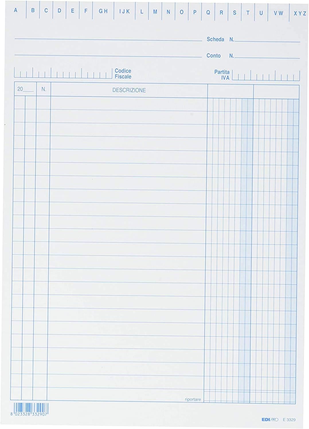 EDIPRO - E3329BL - 100 Cards with 2 Columns Blue f.to 21x15