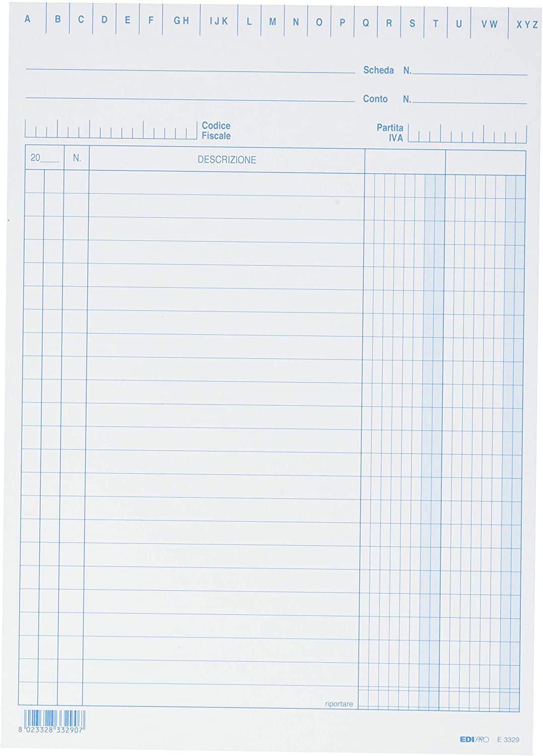 EDIPRO - E3329BL - 100 Cards with 2 Columns Blue f.to 21x15