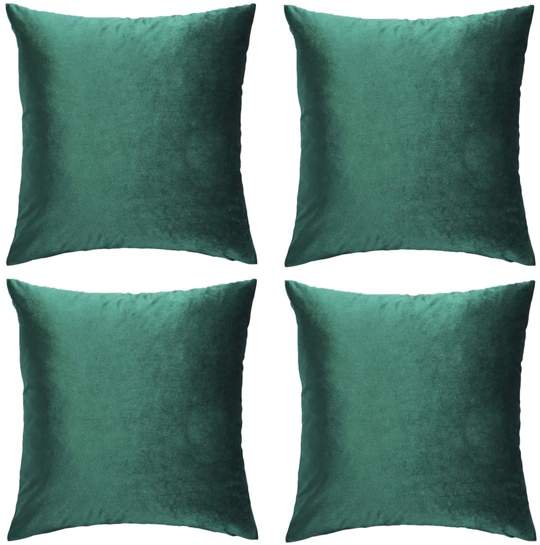 SWISSPACK Velvet 20"X 20" Soft Decorative Square Throw Pillow Case Cushion Covers Pillowcases for Livingroom Sofa Bedroom with Invisible Zipper!BIG SIZE! 4 Pieces … (GREEN) — image 1