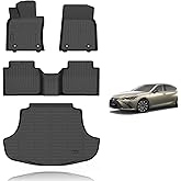 KELCSEECS® Floor Mats & Cargo Liner for 2019-2024 Lexus ES ES350 ES300h & 2025 Lexus ES300h,All Weather Protection TPE Floor Liners Front& Rear Row Full Set ES Accessories Black