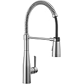 Delta Essa Pro Style Commercial Kitchen Faucet with Pull Down Sprayer, Brushed Nickel Single Hole Kitchen Sink Faucet, Single Handle, Arctic Stainless 9613-AR-DST