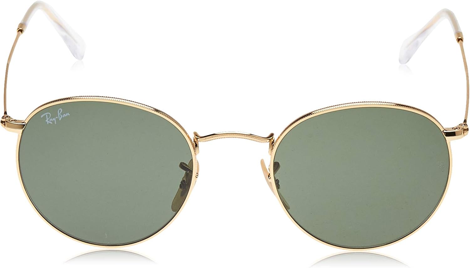 Ray-Ban RB3447 Metal Polarized Round Sunglasses, Gold/Green, 53 mm: Ray-Ban: Shoes