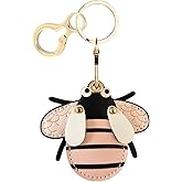 BORKUANA Leather Keychain Holder Case Compatible with AirTag,Cute Protective Cover with Keyring