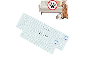SEERWAY Scat Pet Shock Mat 2 Pieces in Different Size, Shock Pads for Dogs and Cats Training Indoor, Electric Repellent Mat Keeps Pets Off Couch, Sofa, Countertop, 3 Modes (60" x12” + 48"x20")