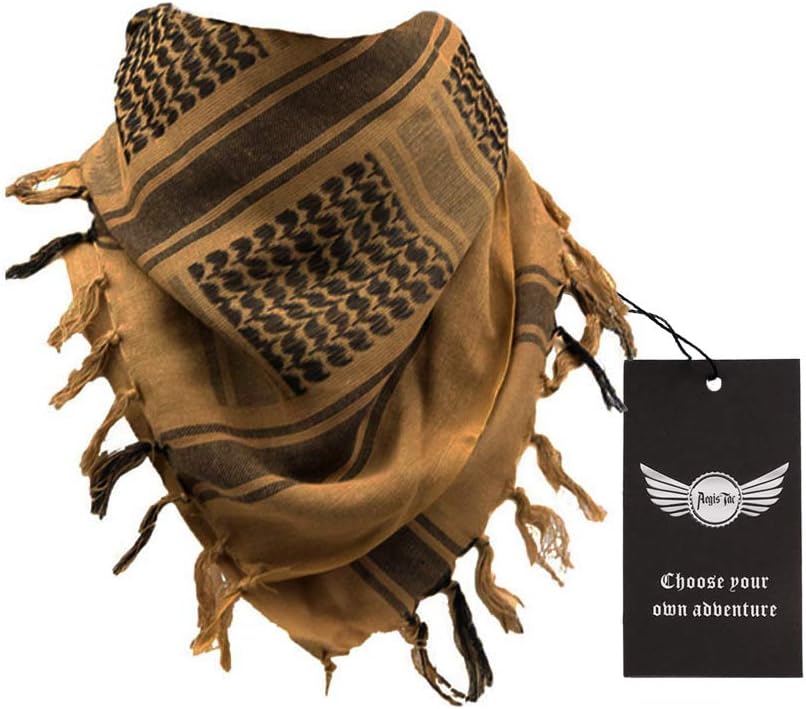 AegisTac Tactical Desert Scarf Shemagh Keffiyeh Head Wrap Arab Scarf 100% Cotton for Men & Women