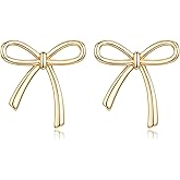 Bow Earrings for Women Simple Shiny Gold Silver Cute Dainty Earrings Tarnish Free Hypoallergenic Chunky Bow Jewelry Gifts for Her