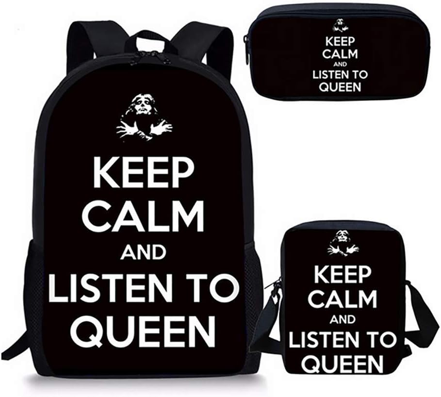 TREES School Backpack Queen Band Bohemian Rhapsody/Suicide Squad Harley Quinn Suicide Squad Printing School Pen Shoulder Bag Thermal insulated lunch bag,e