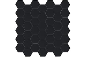 Midcard Seamless Hexagonal Tiles with Peel and Stick Backsplash, PVC Mosaic Tiles for Kitchens and Bathrooms (Pure Black, 8)