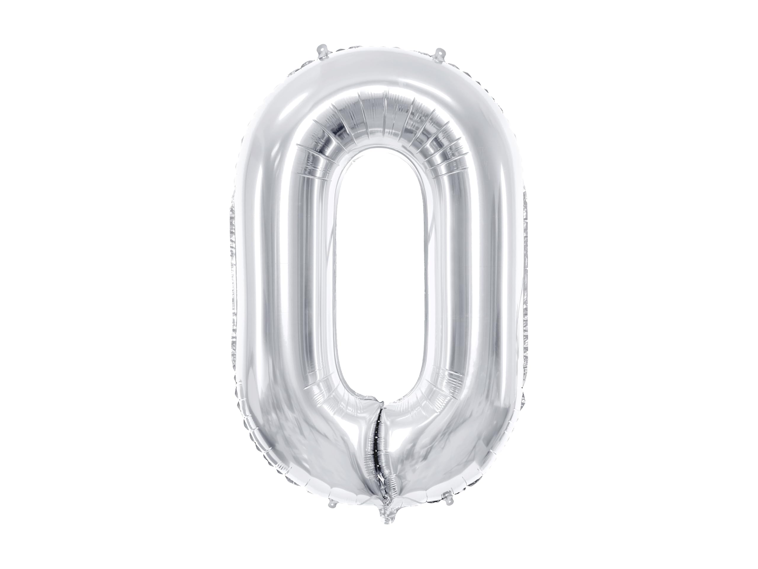 PartyDeco Mylar Balloon Number 0 Zero Silver 86 cm Adult Birthday Baby New Year Colour, FB1M-0-018