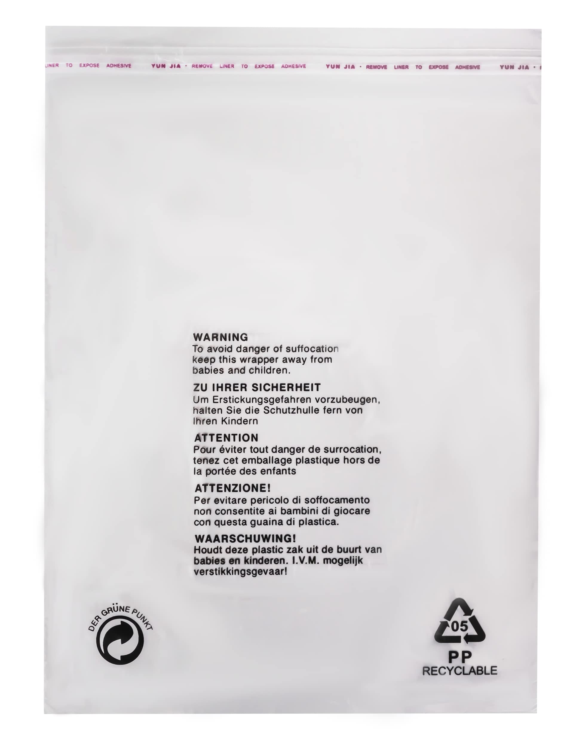 TP4U - 100 Self Seal Garments Bags 12'' x 15'' Clear Plastic Resealable Polypropylene Transparent Safety Warning Clothes Shirt T-Shirt Display Storage Protection Packing – Various Sizes (12'' x 15'')