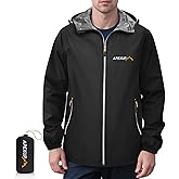 APEXUP Packable Rain Jacket Men with Reflective Zipper, Lightweight Waterproof Raincoat, Mens Rain Jacket for Outdoor Sports