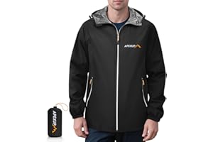 APEXUP Packable Rain Jacket Men with Reflective Zipper, Lightweight Waterproof Raincoat, Mens Rain Jacket for Outdoor Sports