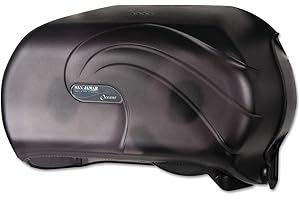 San Jamar Oceans Versatwin Bath Tissue Dispenser for Standard Bath Tissue (1.5 Inch Core) with Dual Dispensing for Bathroom, Plastic, 8.75 x 12.75 x 5.75 Inches, Black Pearl