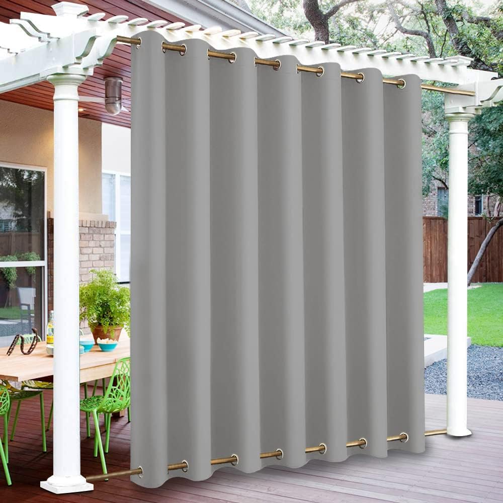 Outdoor Curtains - Rosnek Pergola Curtains Outdoor Waterproof W100xL96, Porch Curtains Weighted Windproof with Top&Bottom Grommet,Outdoor Privacy Curtains UV&Fade Resistant for Patio,Sunbrella,Gazebo