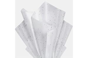 UEERDAND White Glitter Tissue Paper for Gift Bags 36 Sheets 14x20 Inch - Recyclable Wrapping Paper for Weddings, Birthdays, Party & Festival Decorations DIY Craft Supplies
