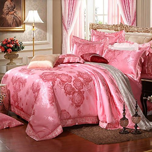 Jh Bedding sets 4 piece of Purified cotton cotton Linen, 2 METER BED /220240 Duvet Cover, light pink C703