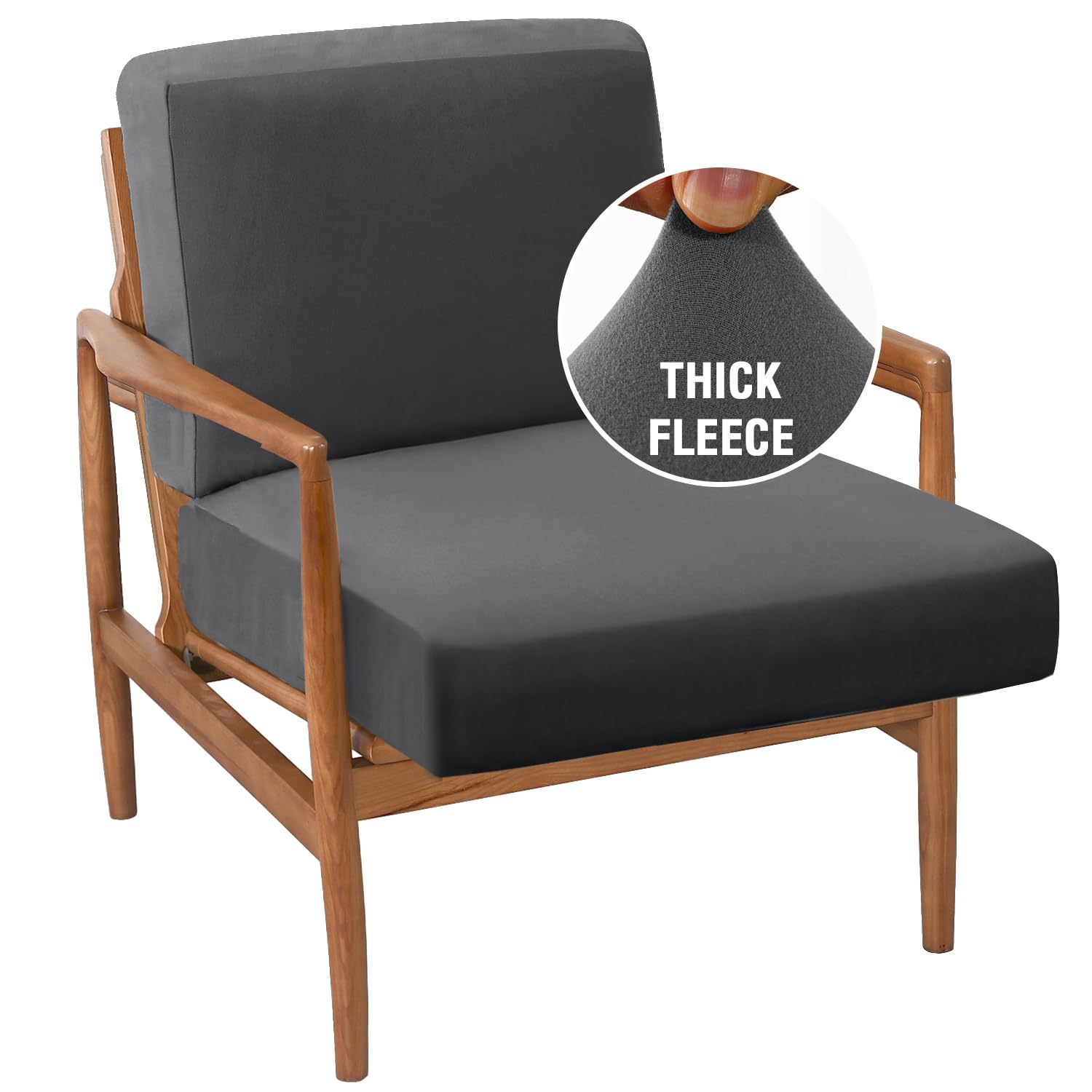 Photo 1 of H.VERSAILTEX Fleece Accent Chair Cover Couch Cushion Covers 2 Piece Armchair Cover Thick Soft Sofa Cushion Covers for Mid-Century Modern Accent Chair(Seat Cushion Cover Plus Back Cushion Cover, Grey)