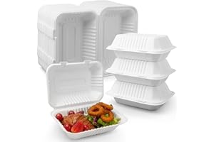 Clamshell Take Out Containers, 75 Pack Disposable To Go Boxes with Lids, 1 Compartment Food Container, To Go Plates Takeaway 
