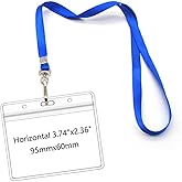 Lanyards with Id Holder Name Badges Waterproof Name tag Badge Holders with Neck Blue Lanyard Swivel J-Hook Clip 50 Pack