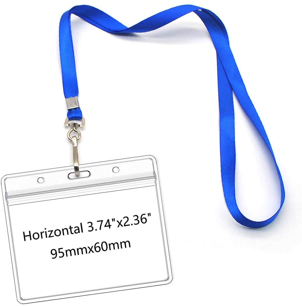 Photo 1 of Lanyards with Id Holder Name Badges Waterproof Name tag Badge Holders with Neck Blue Lanyard Swivel J-Hook Clip 50 Pack