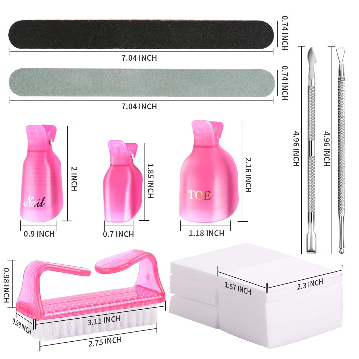 Gel Nail Polish Remover Tools Kit 20pcs Fingernail &Toenail Clips 114Pcs Nail Pads 5pcs 100/180 Grits Nail Files 400/4000 Grits Nail Buffer Nail Scraper for Dip Powder NailBy Teenitor: Beauty