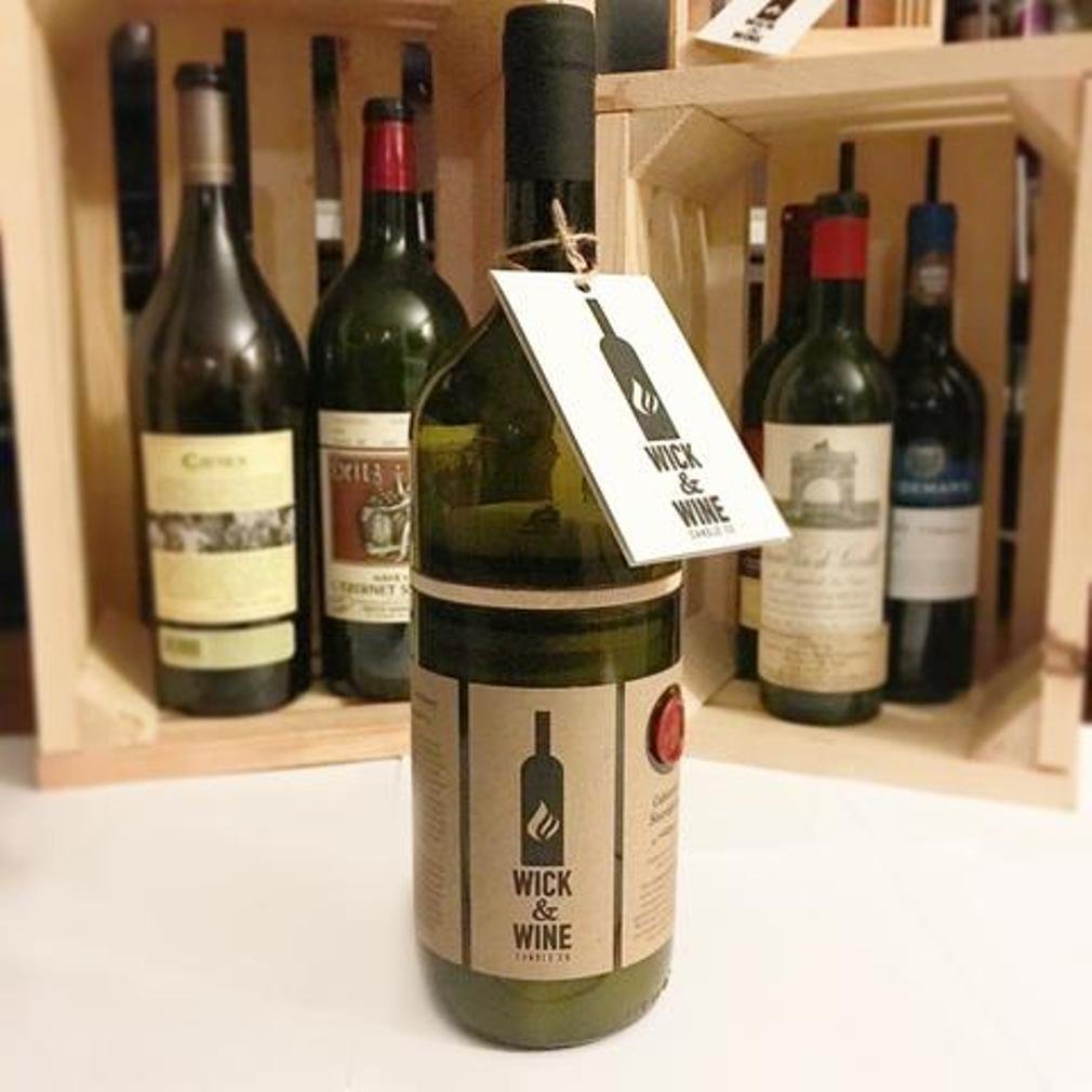 Soy Wax Scented Candle and Glass, Wick Wine 22oz Wine Bottle Candles