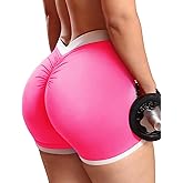 SEASUM Workout Scrunch V Back Booty Shorts for Women Two-Tone High Waisted Gym Yoga Bottoms