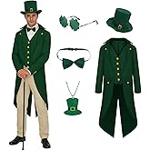 Kelpatol Men St Patricks Day Costume 5PCS St Patrick's Day Costume Thick Fabric Green Irish Outfit