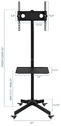 Mount-It! Adjustable Mobile TV Cart, Wheeled Flat
