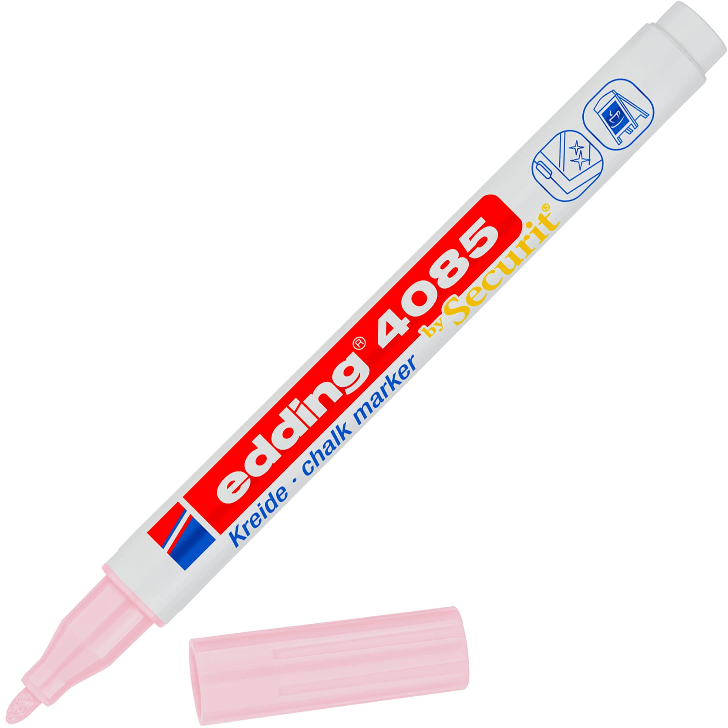 edding 4085 chalk marker - pastel-rose - 1 chalk pen - round nib 1-2 mm - fine-nib wet wipe pen for chalkboards, windows, glass, mirrors - liquid chalk marker pens for opaque coverage — image 1