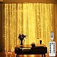 Honche Led Curtain Lights 300 LED 8 Modes USB with Remote for Home Room Bedroom Wedding Party Christmas Window Wall Decoratio