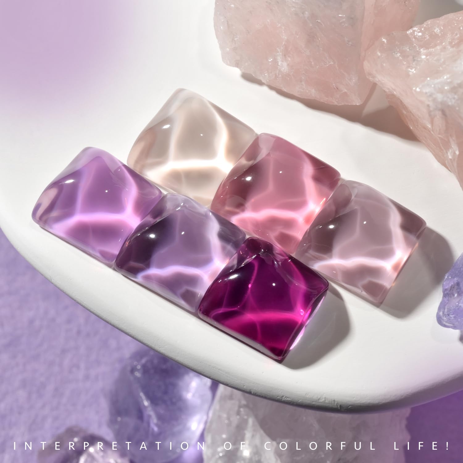 GAOY Jelly Purple Gel Nail Polish Set, 6 Transparent Colors White Pink, Soak Off UV Light Cure Gel Polish for Salon and Nail Art DIY at Home, Purple Grape - Image 6