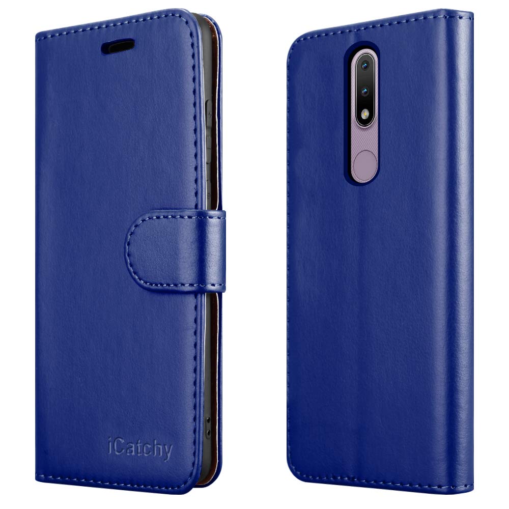 iCatchy For Nokia 2.4 Case Leather Wallet Book Flip Folio Stand View Cover Pouch for Nokia 2.4 (6.5'') Phone Case (Blue) — image 1