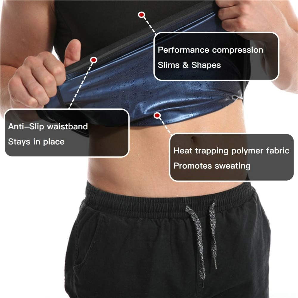 DEYACE Sauna Vest for Men, Men Tank Top Weight Loss, Compression Shirts for Men Slimming Body Shaper, Heat Trapping Vest: Clothing