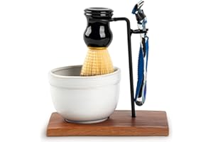 dgudgu Safety Razor Shave Kit Mens Shaving Kit For Men Black Safety Razor Stand With Shave Brush Shaving Bowl Shaving Soap Set