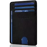 VOGSTYCUERO Front Pocket Thin Wallet for Men Women RFID Blocking Credit Card Holder Card Cases Slim Minimalist Wallet with Gift Box (Alaska Black)