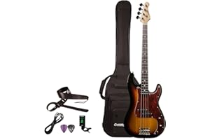 Sawtooth EP Series Electric Bass Guitar with Gig Bag & Accessories, Vintage Burst w/Tortoise Pickguard