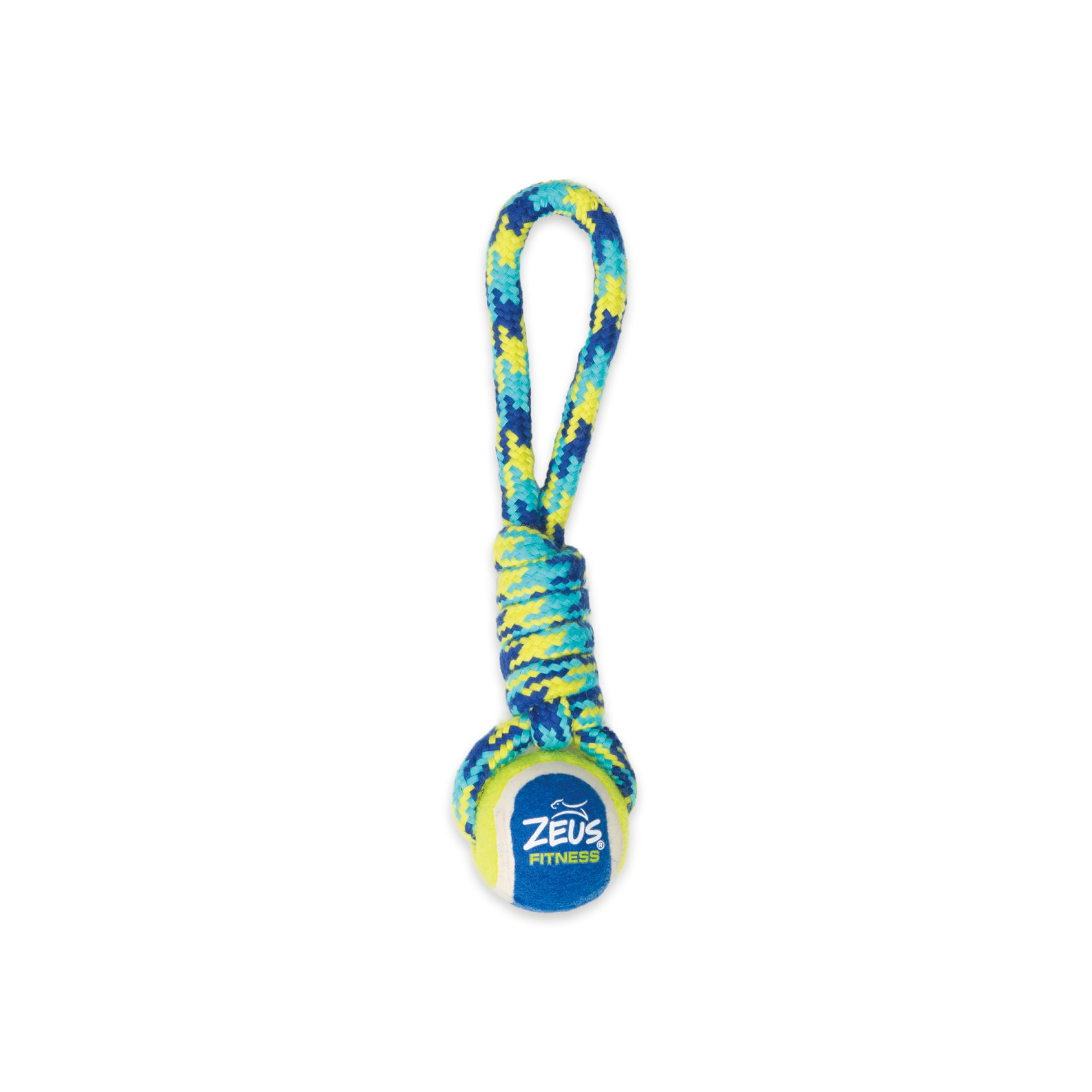 Zeus Fitness 9in TennisBall RopeTug Ball