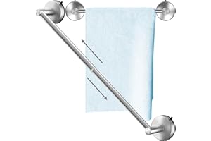 DGYB Adjustable Suction Cup Towel Bar for Bathroom 14 Inch ~ 27 Inch Brushed Nickel Towel Rack Stainless Steel Bath Towel Holder for Glass Shower Door