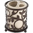 iDesign Vine Toothbrush Holder Stand for Bathroom Vanity Countertops - Vanilla/Bronze