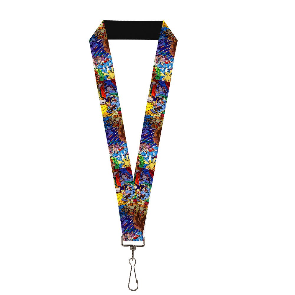 Popgear Buckle Down Lanyard-1.0"-Beauty & The Beast Stained Glass Scenes, Multi Color, One-size