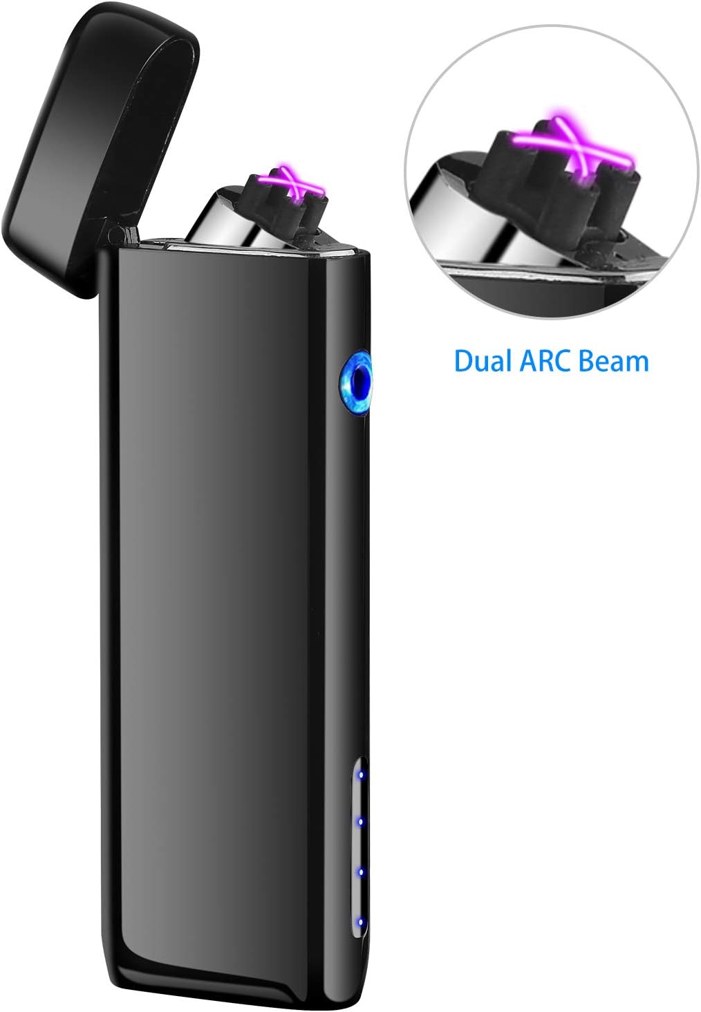 Saibit Electric Lighter, Double Arc Electronic USB Rechargeable Lighter, Windproof Flameless Cigarette Lighter