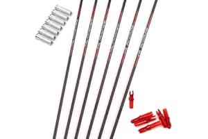 PHILOCS 6/12pc Custom Length Carbon Arrow Shafts Spine 200 250 300 350 400 500 600 700 800 with Inserts Nocks DIY Kits Set Targeting Hunting Arrow Tube Rod for Traditional Bow Long-Bow Recurve Compound Bow