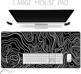 HGWALP Large Gaming TOPO Mouse Pad Black and White Topographic 31.5 x 11.8 view 6