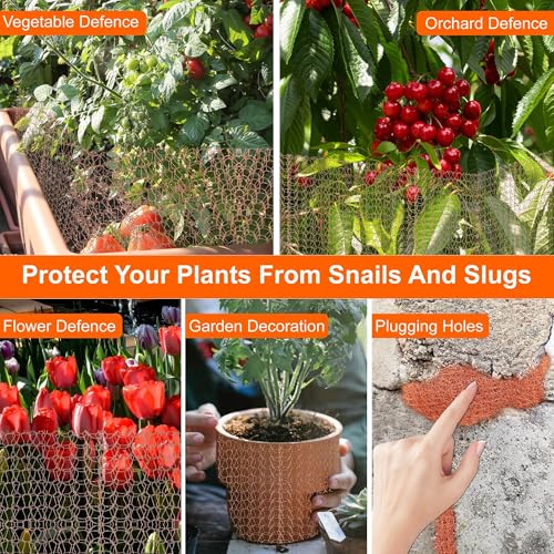WUFANC 2 Volumes Copper Netting, 12.7cm x (10M+6M), Anti Snail Netting for Vegetable Garden, Raised Bedspread, Double Layer Mesh Copper Mesh Snails to Cut, Suitable for Garden, Balcony