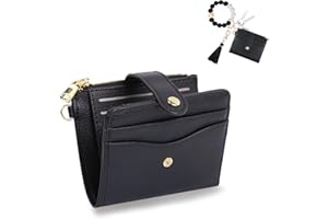 KNGITRYI Small Wallets for Women,Card Wallet Keychain Wristlet Wallets for Women RFID Card Holder with Coin Pocket &Id Window