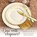 ELITE SELECTION Disposable Plastic Salad Plates - 50 Pack Premium Quality Hard Round 7.5” Cream Plate with Elegant Gold Double Trim for Wedding, Birthday, and Party