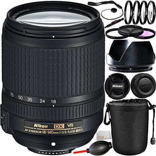 Nikon 18-140mm F/3.5-5.6G ED VR AF-S DX Nikkor Zoom Lens (White Box) with 14PC Accessory Kit